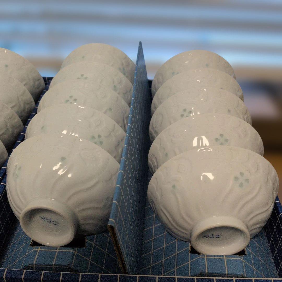 新品　有田焼 花模様 飯碗 セット　ホタル花彫　20客