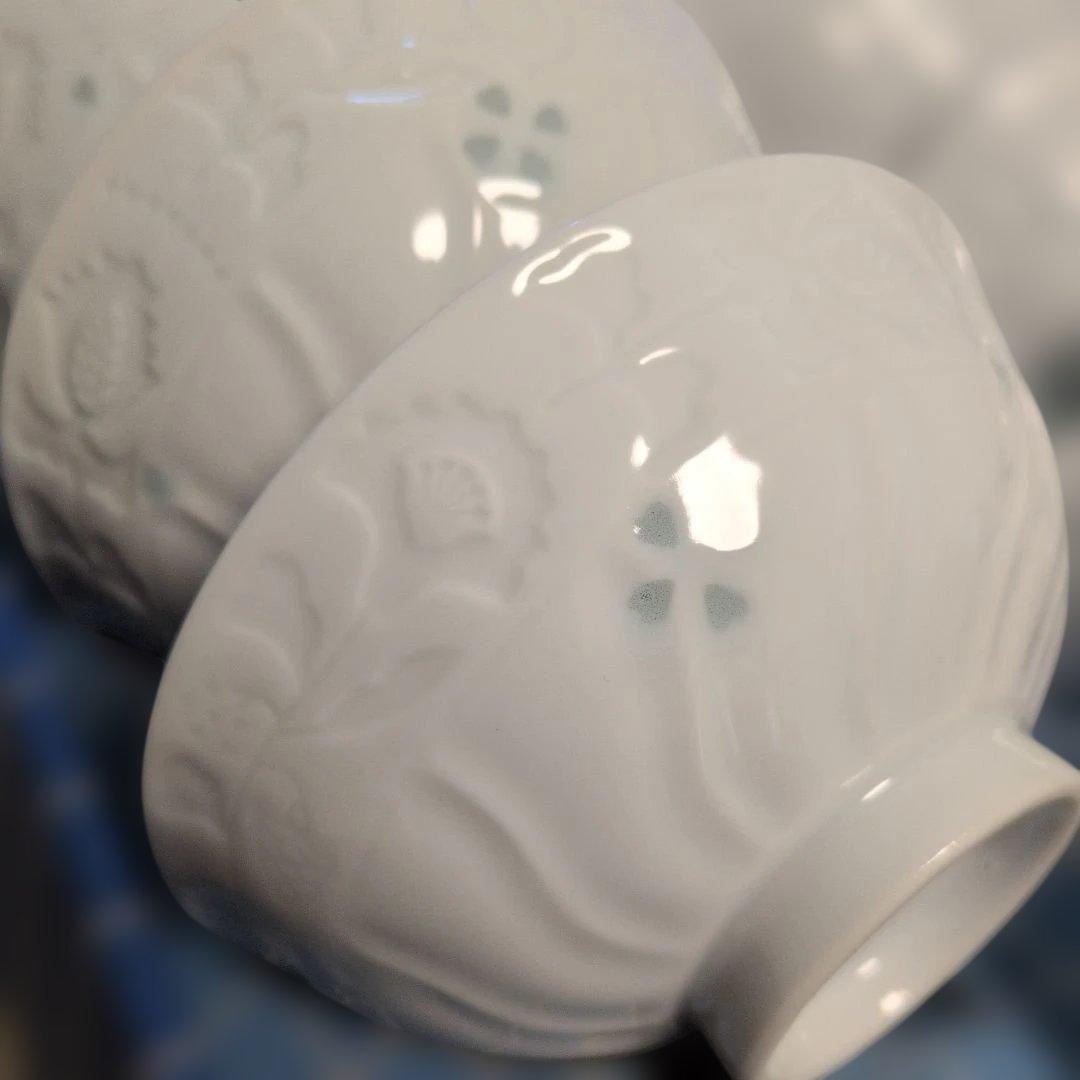 新品　有田焼 花模様 飯碗 セット　ホタル花彫　20客