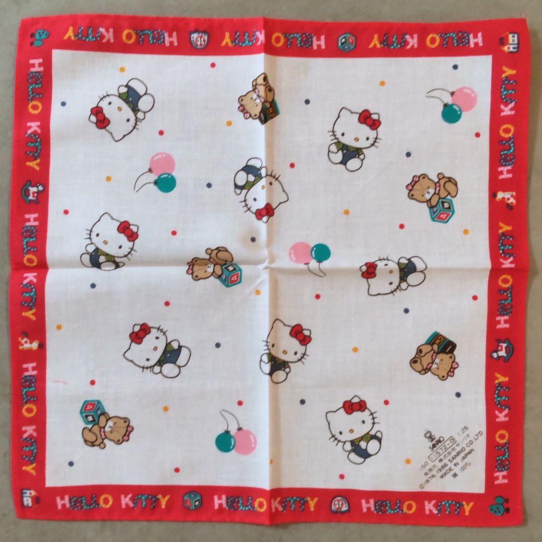 ハローキティ☆ハンカチ☆平成レトロ☆サンリオ☆旧ロゴ☆未使用☆綿