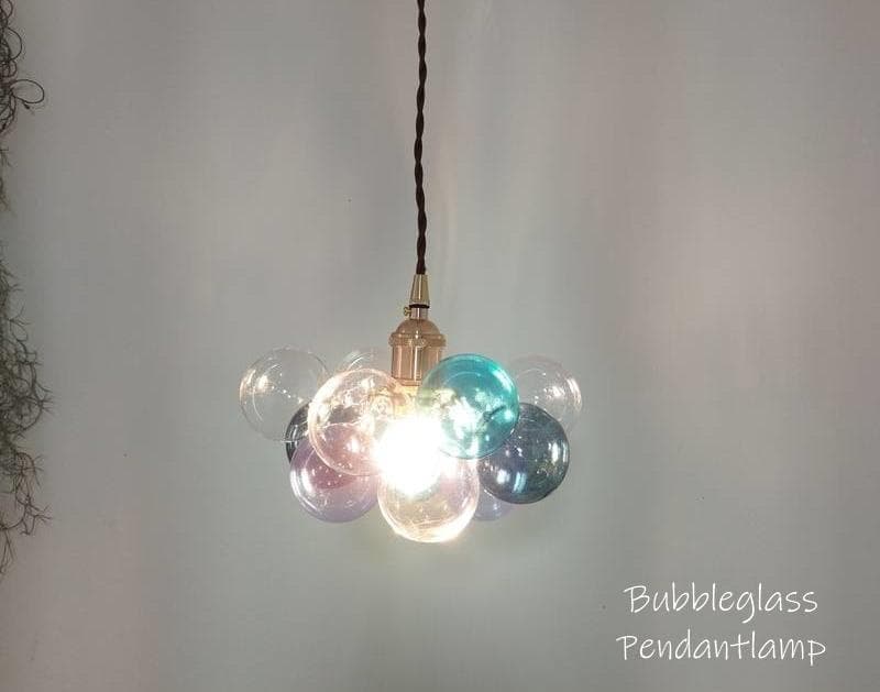 バブルペンダントランプブルー系ガラスボールペンダントライトバブルシャンデリア青