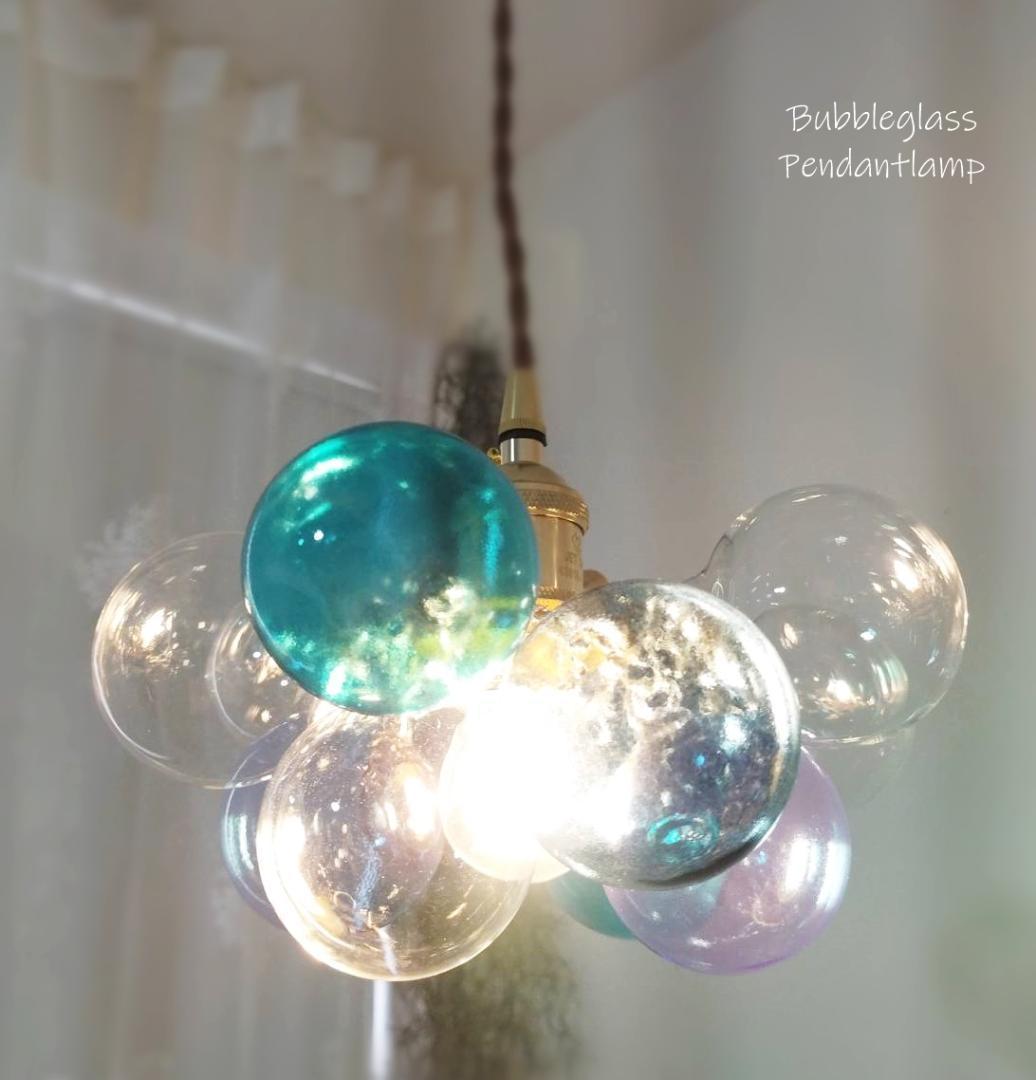 バブルペンダントランプブルー系ガラスボールペンダントライトバブルシャンデリア青