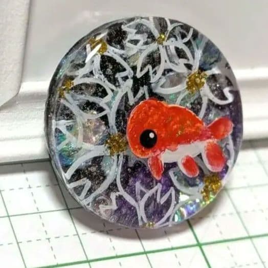 ランチュウ　B レジン　ヘアゴム　桜　ブラック〜パープル