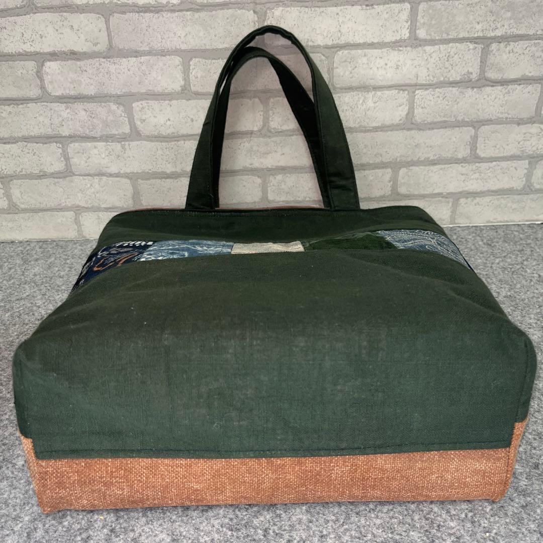 【和モダン】古布藍染と酒袋の縦型トートバッグ57\"味わい深い一点もの 職人仕上げ