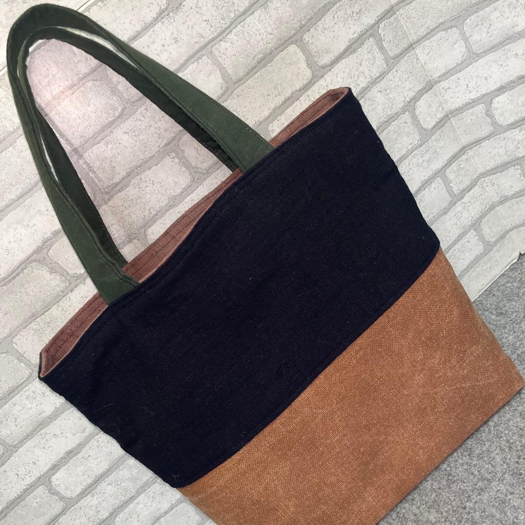 【和モダン】古布藍染と酒袋の縦型トートバッグ57\"味わい深い一点もの 職人仕上げ