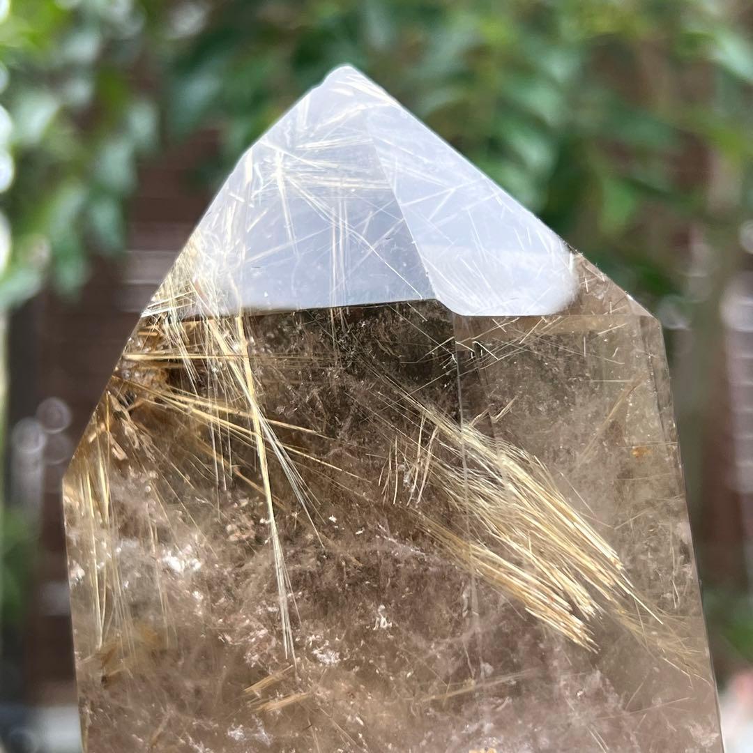 ☆輝宝☆激凄美宝‼️極上特級品☆虹入り 太陽放射 ゴールドタイチンルチル 六角柱