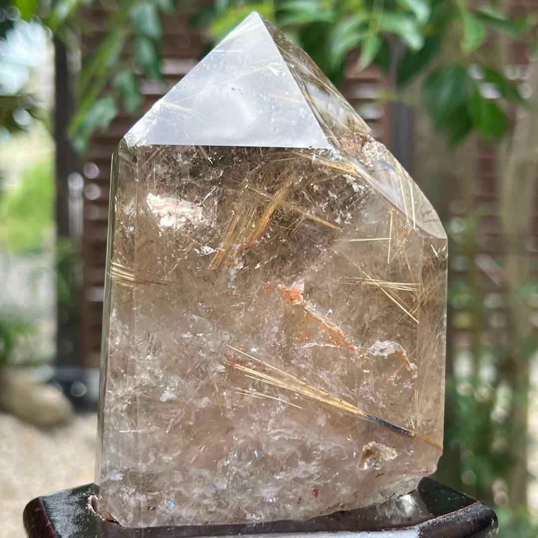 ☆輝宝☆激凄美宝‼️極上特級品☆虹入り 太陽放射 ゴールドタイチンルチル 六角柱