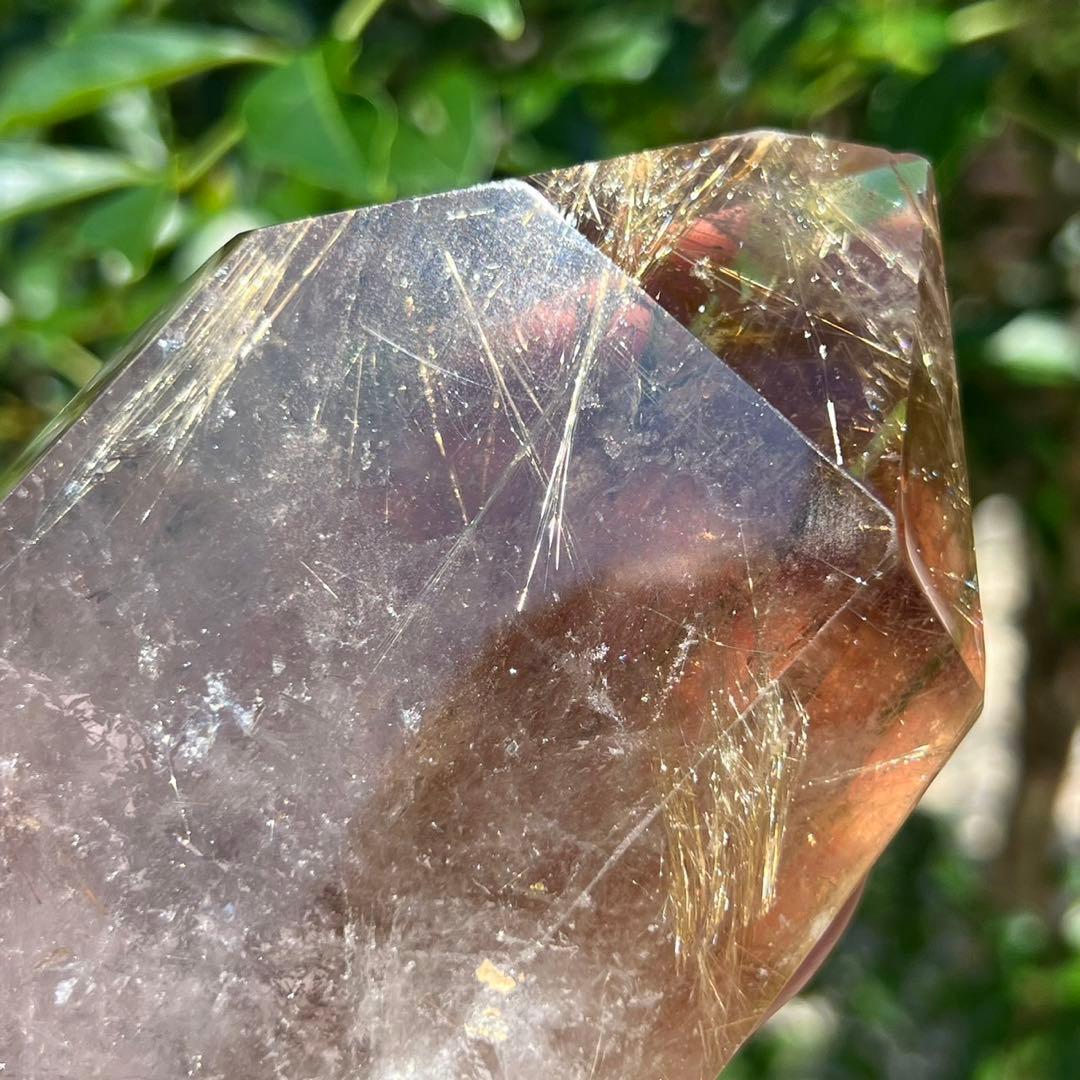 ☆輝宝☆激凄美宝‼️極上特級品☆虹入り 太陽放射 ゴールドタイチンルチル 六角柱