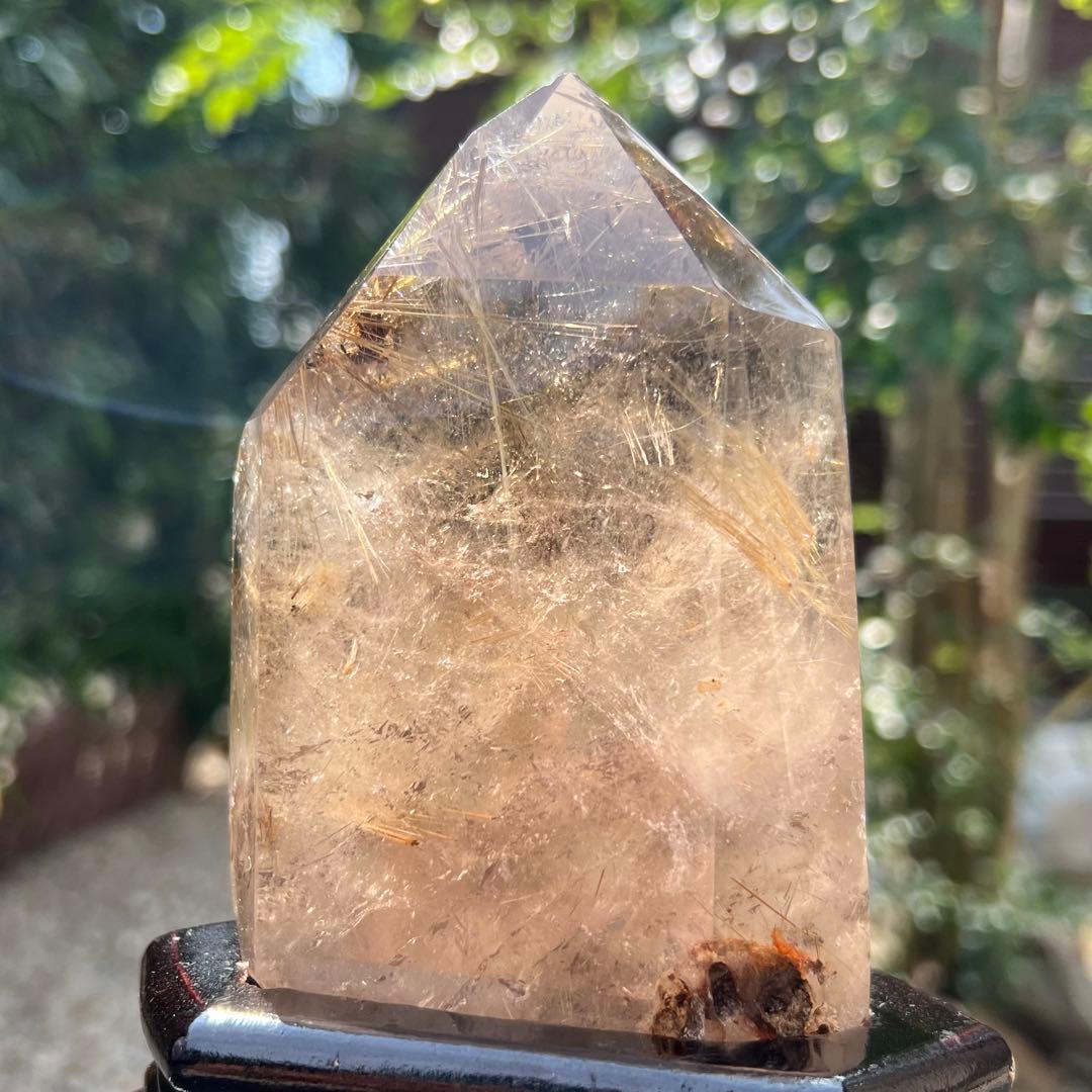 ☆輝宝☆激凄美宝‼️極上特級品☆虹入り 太陽放射 ゴールドタイチンルチル 六角柱