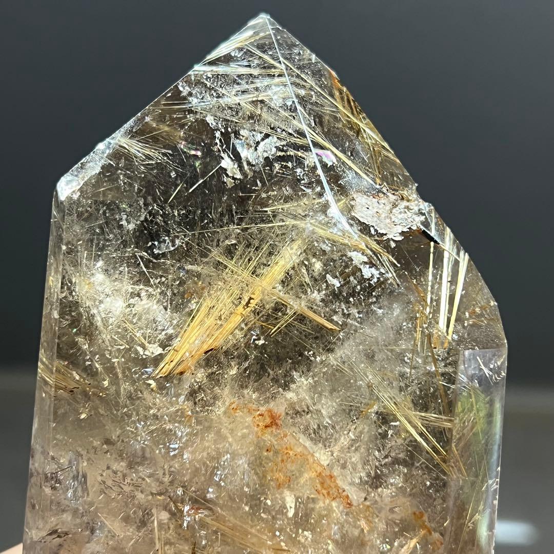 ☆輝宝☆激凄美宝‼️極上特級品☆虹入り 太陽放射 ゴールドタイチンルチル 六角柱