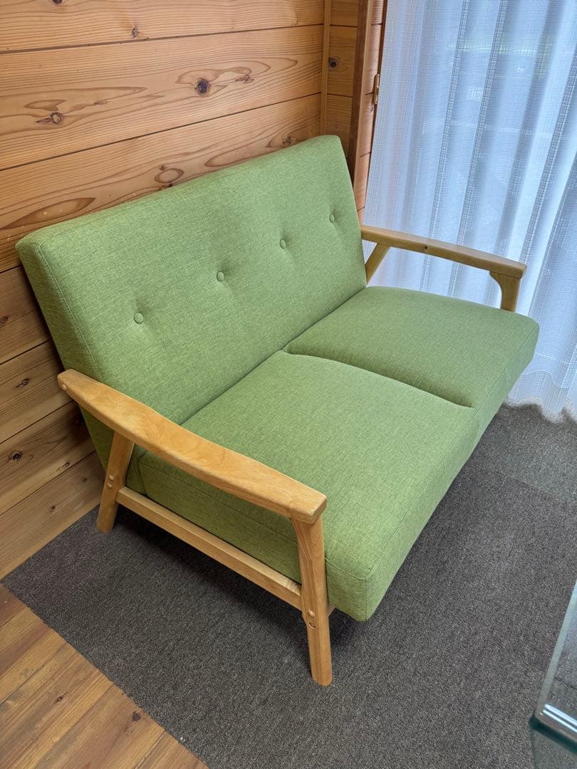 【直接取引のみ】ソファ 2人掛けソファ 3人掛けソファ 2セット 緑ソファ