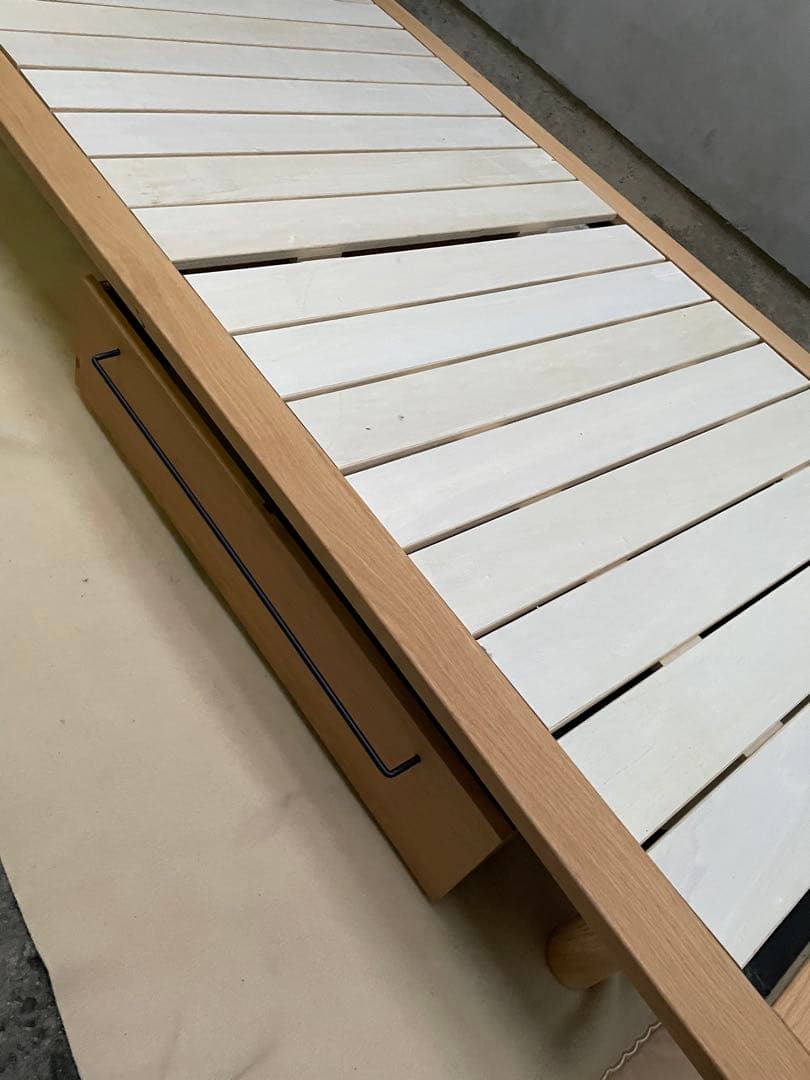 近隣配達可能　無印良品　シングルベッド　オーク材　引き出し付