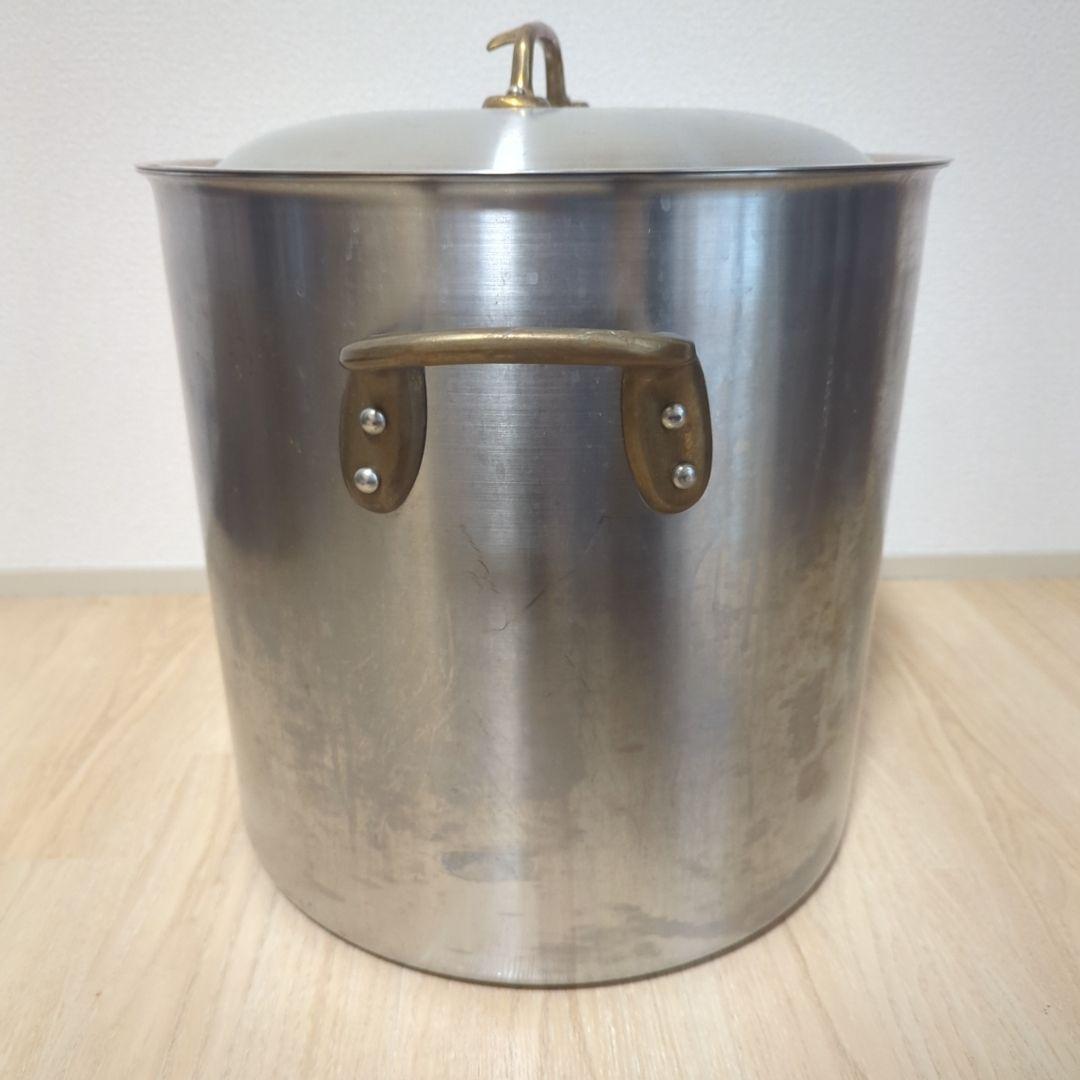 中尾アルミ製作所　キングデンジ　フタ付き　ステンレス　寸胴鍋（目盛付）36cm