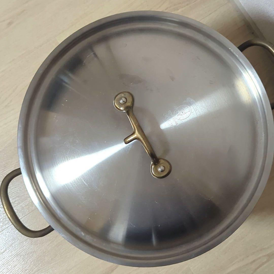 中尾アルミ製作所　キングデンジ　フタ付き　ステンレス　寸胴鍋（目盛付）36cm