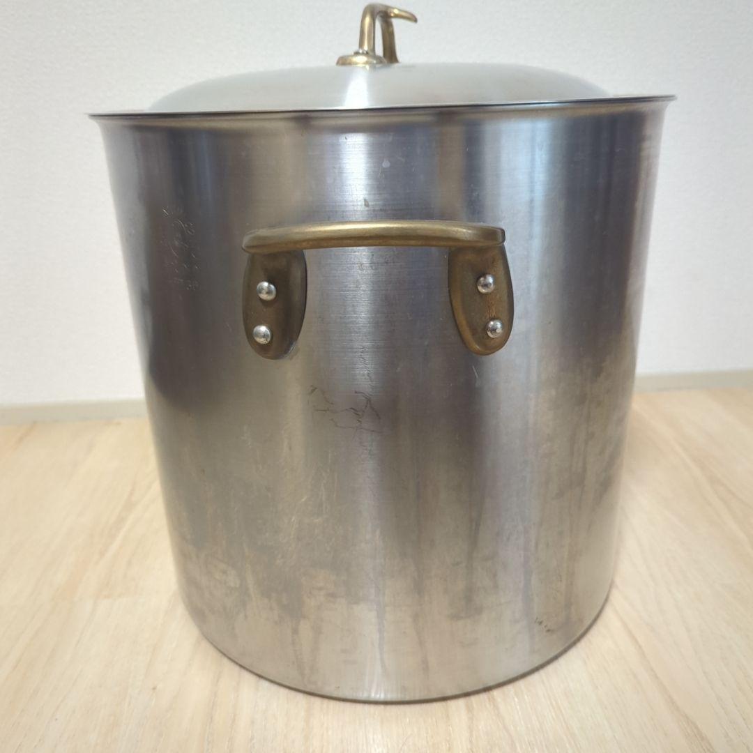 中尾アルミ製作所　キングデンジ　フタ付き　ステンレス　寸胴鍋（目盛付）36cm