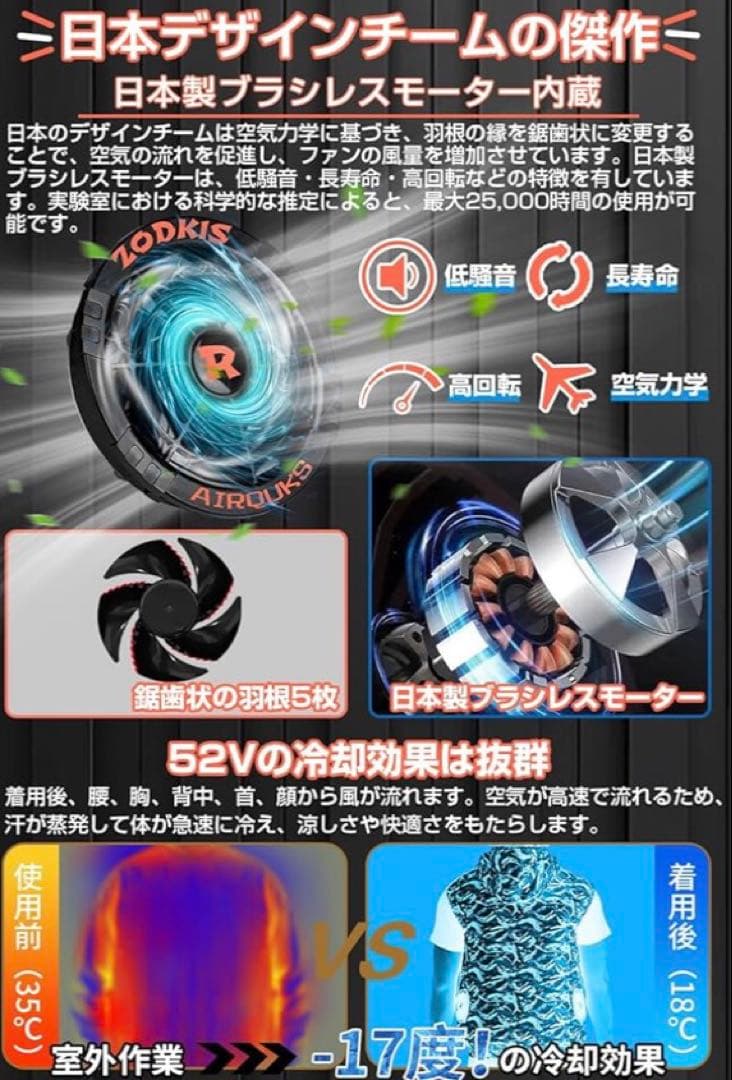 空調服ファンバッテリー　52V 空調作業服ファンバッテリー