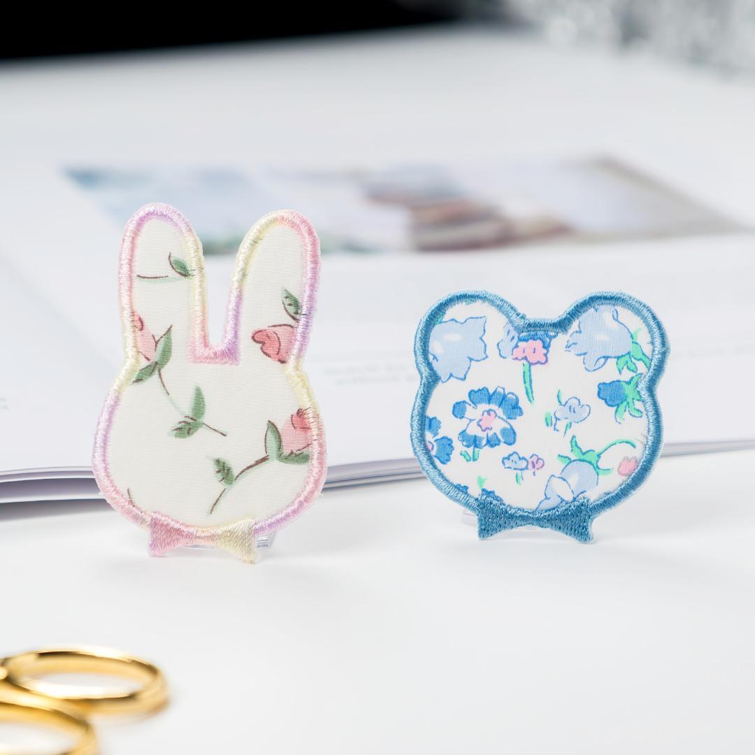 【L-5】動物ワッペン　★リバティ生地使用　アイロン　うさぎ　くま　ねこ　木馬