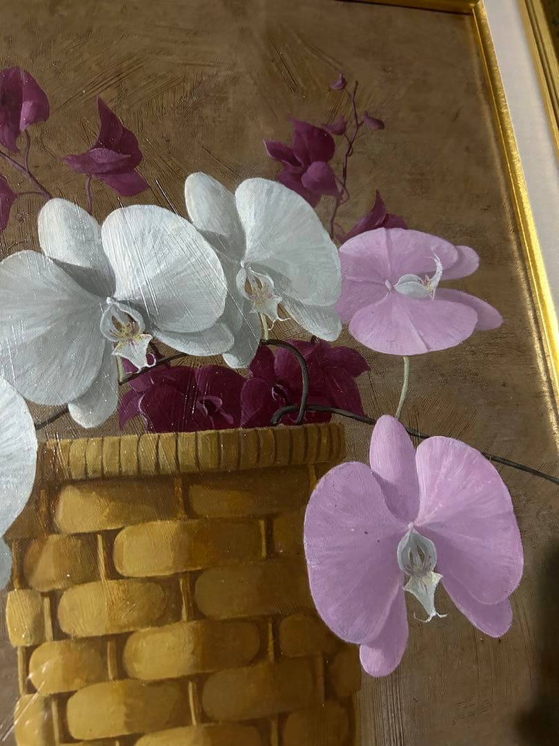 古宇田公仁　作品　油絵　籠の蘭