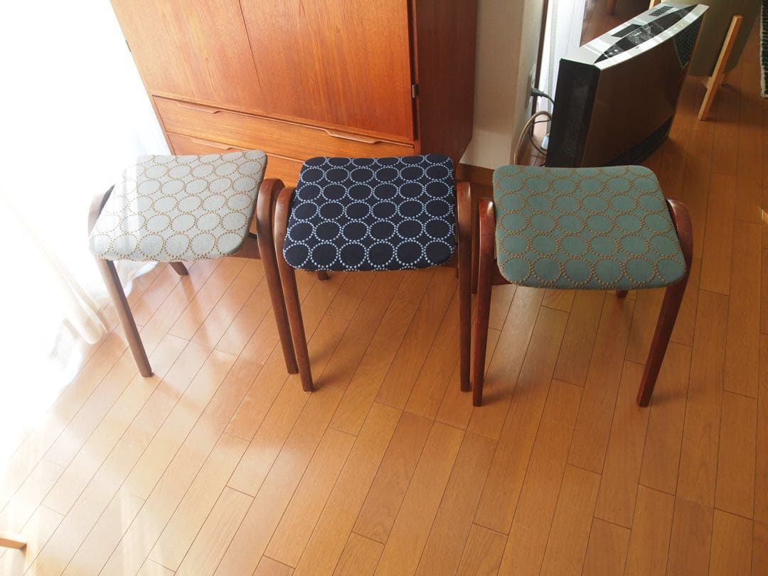 ミナペルホネン 秋田木工 剣持スツールC ハンドメイド タンバリン 生地