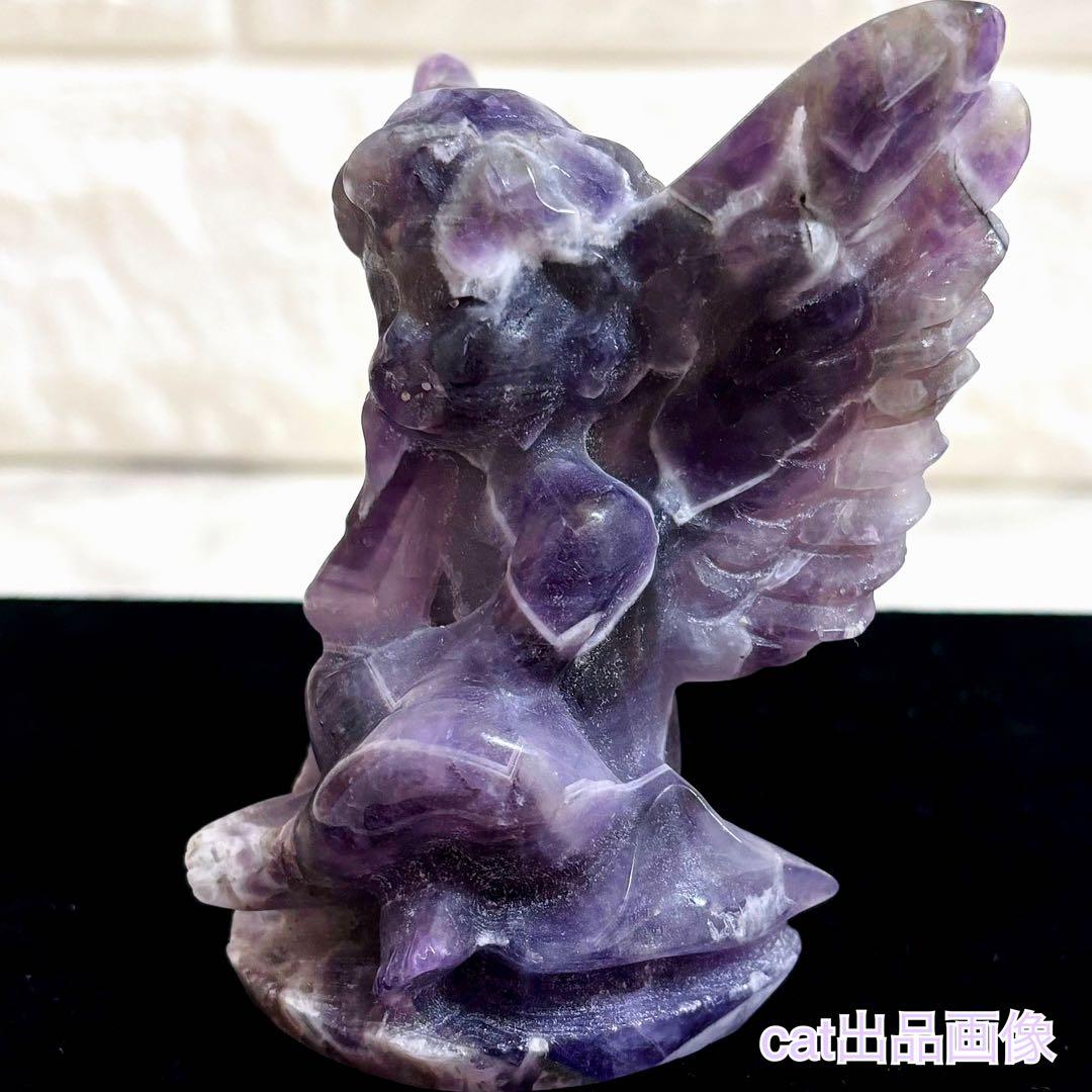 天然石 アメジスト セレナイト 天使 エンジェル 女神 パワーストーン 置物