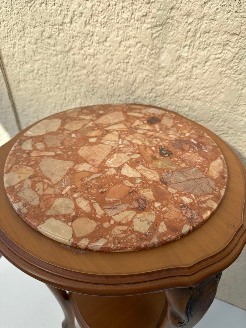 ゆうパック発送 大理石 サイドテーブル コンソールテーブル 花台 猫足　n1f