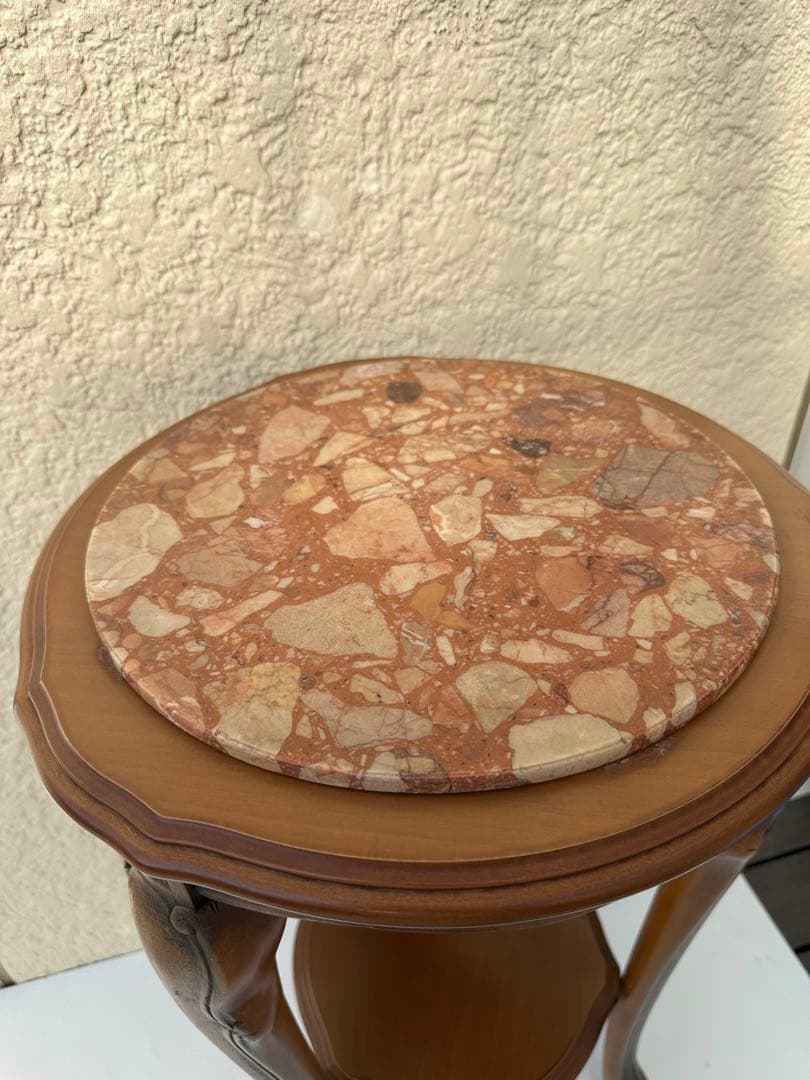 ゆうパック発送 大理石 サイドテーブル コンソールテーブル 花台 猫足　n1f