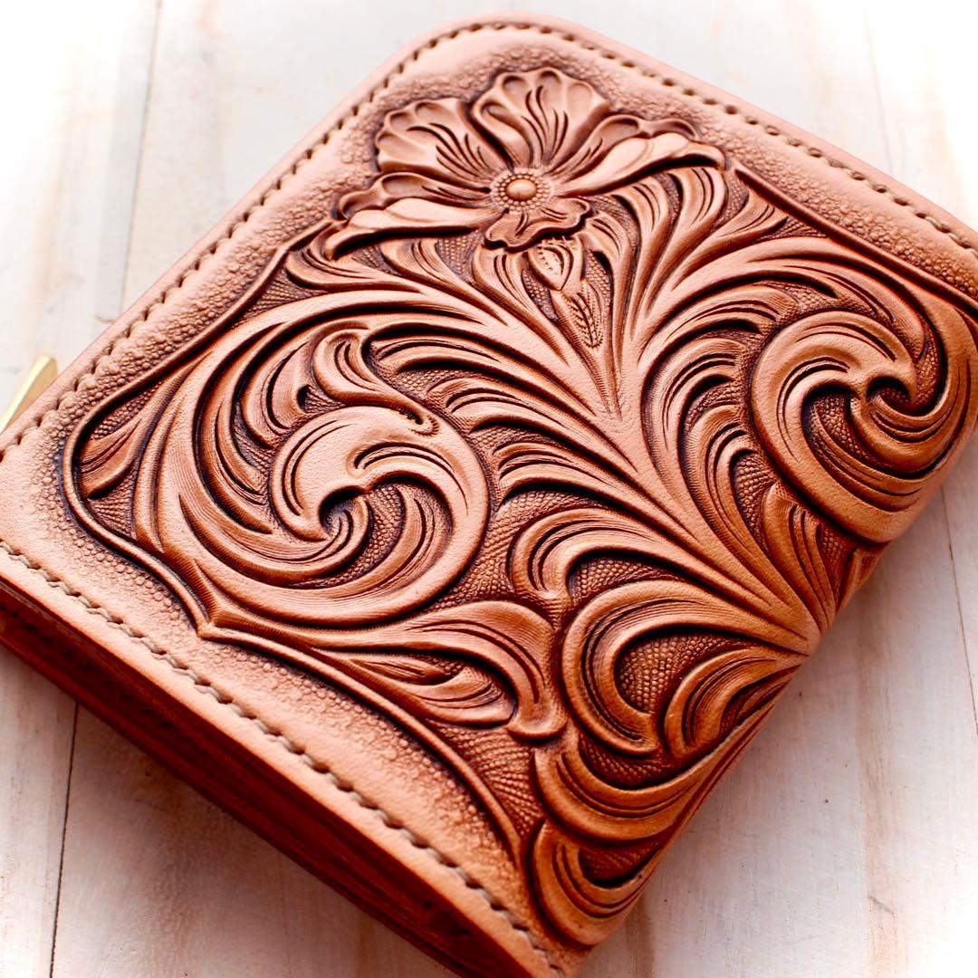 L字ファスナーウォレット 【カービング /ナチュラル】