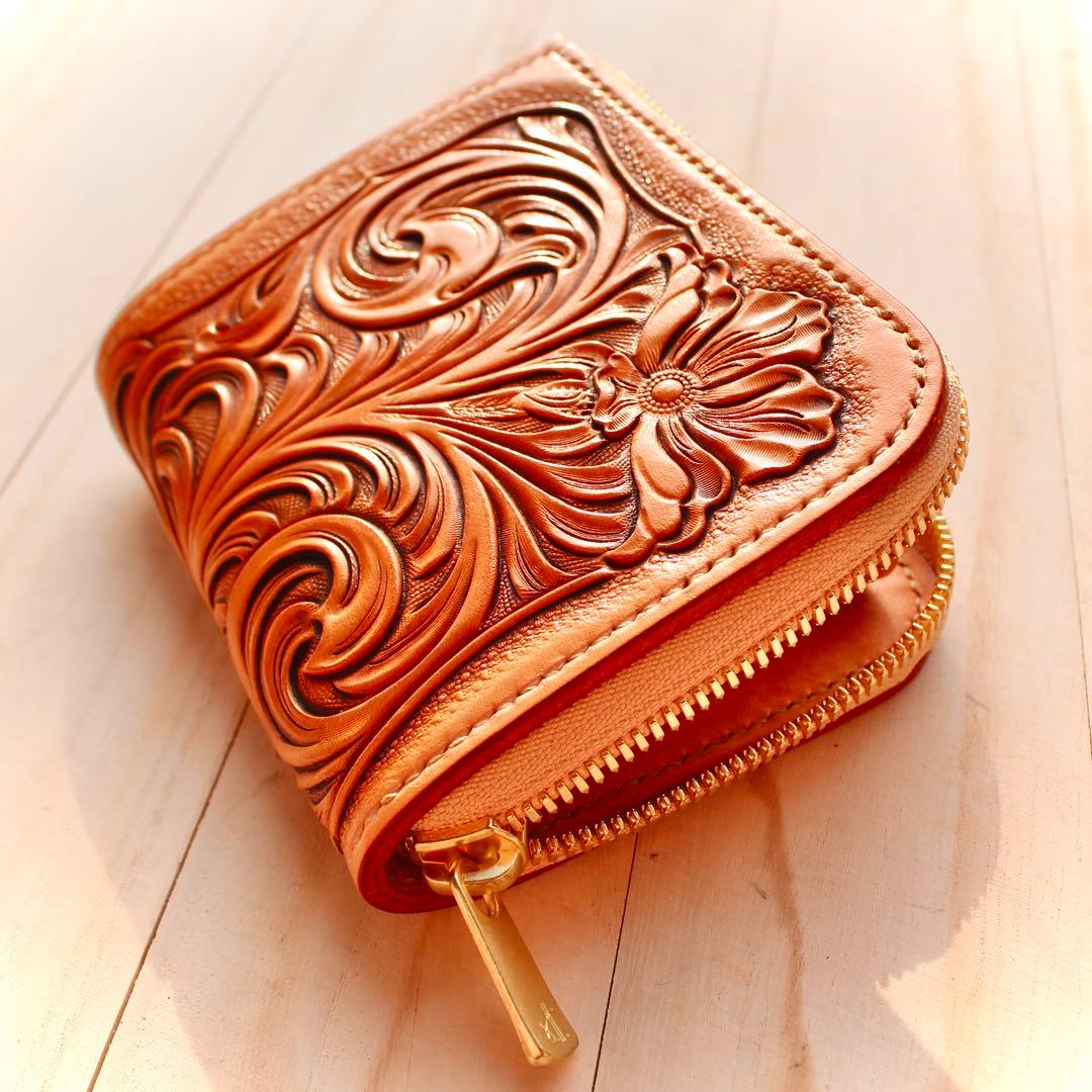 L字ファスナーウォレット 【カービング /ナチュラル】