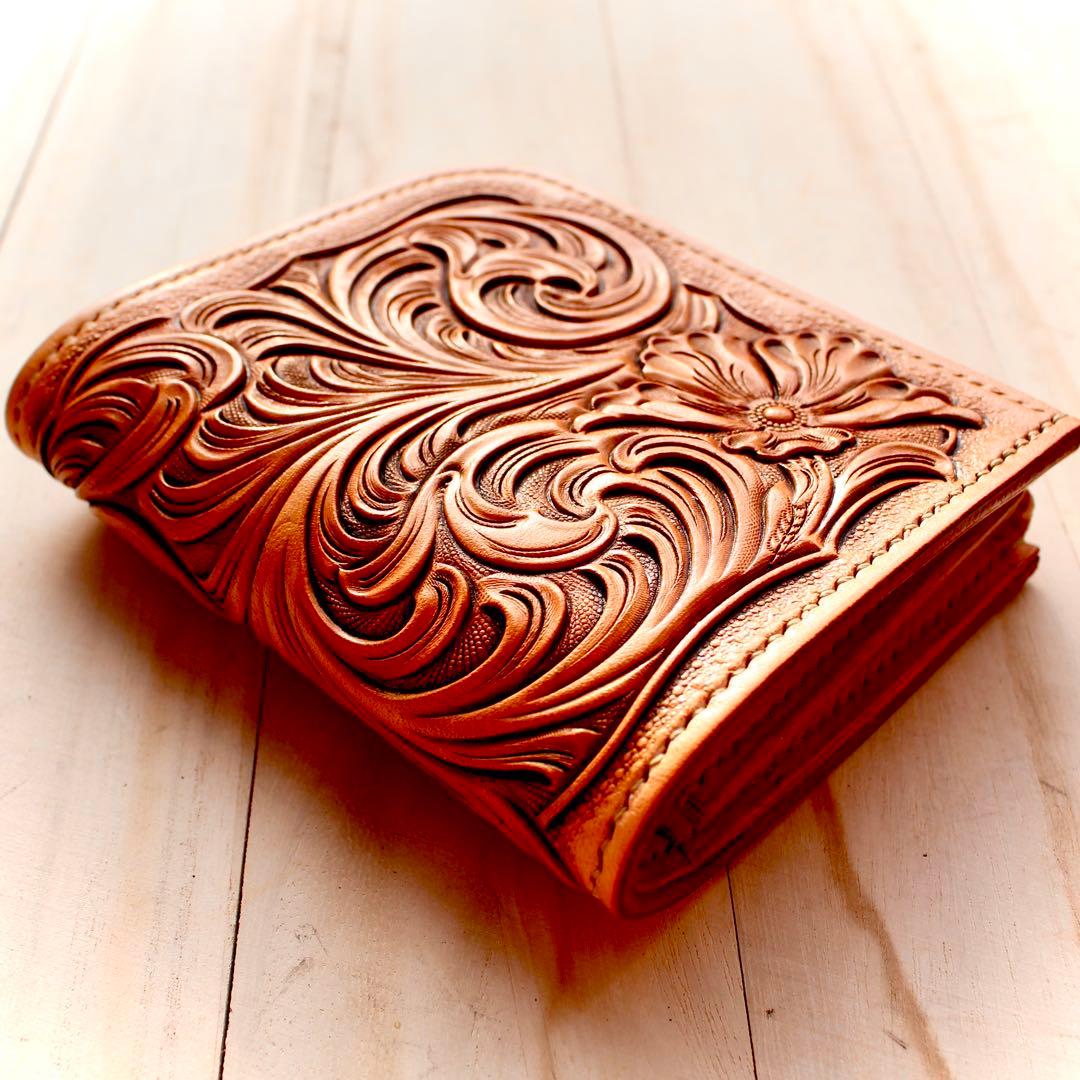 L字ファスナーウォレット 【カービング /ナチュラル】