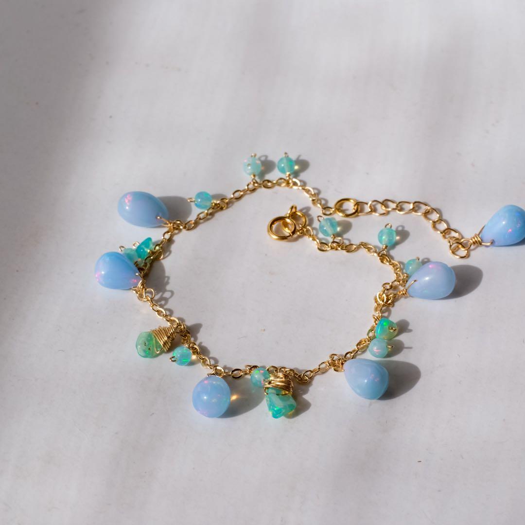14kgfブルーカラーオパールブレスレット