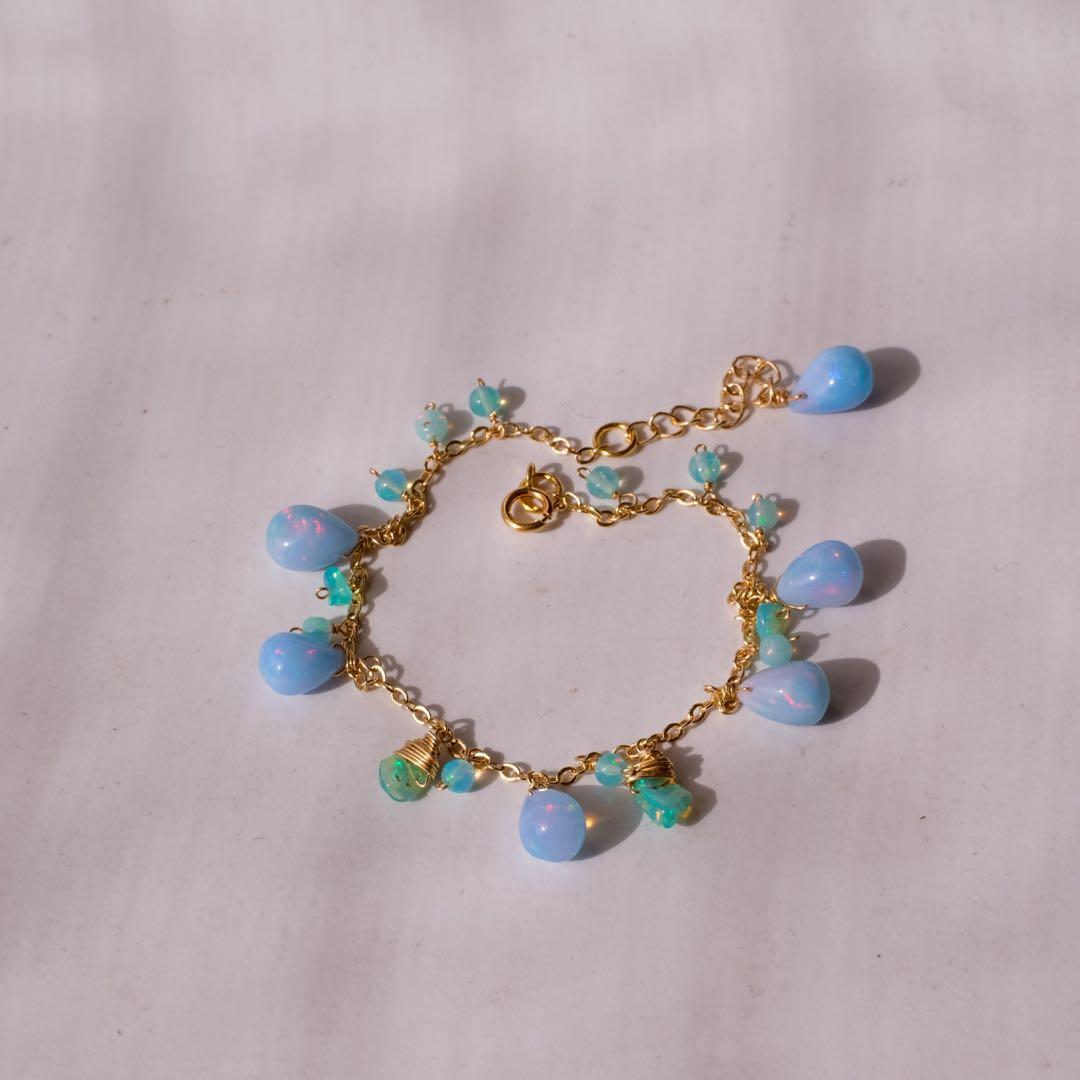 14kgfブルーカラーオパールブレスレット