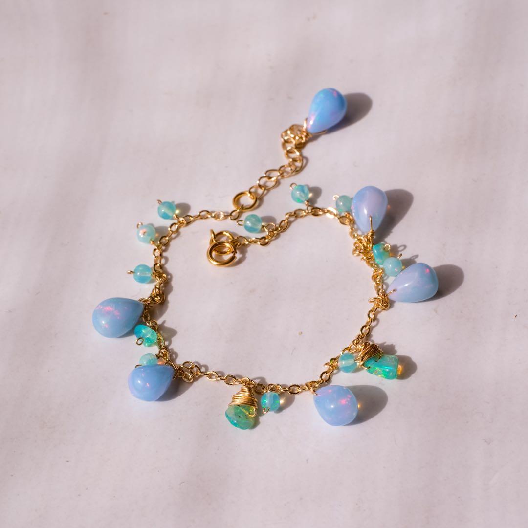 14kgfブルーカラーオパールブレスレット