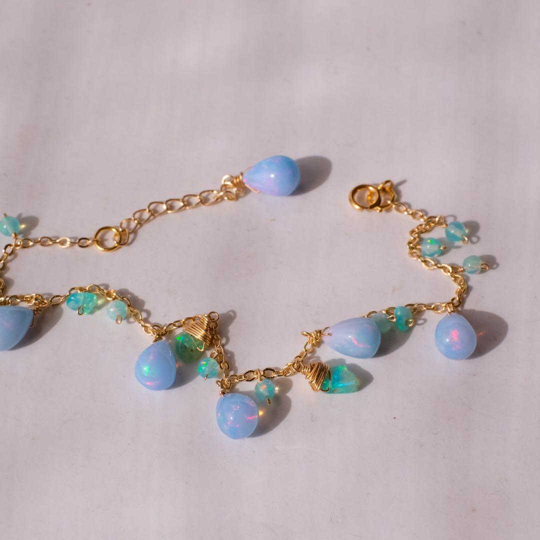 14kgfブルーカラーオパールブレスレット