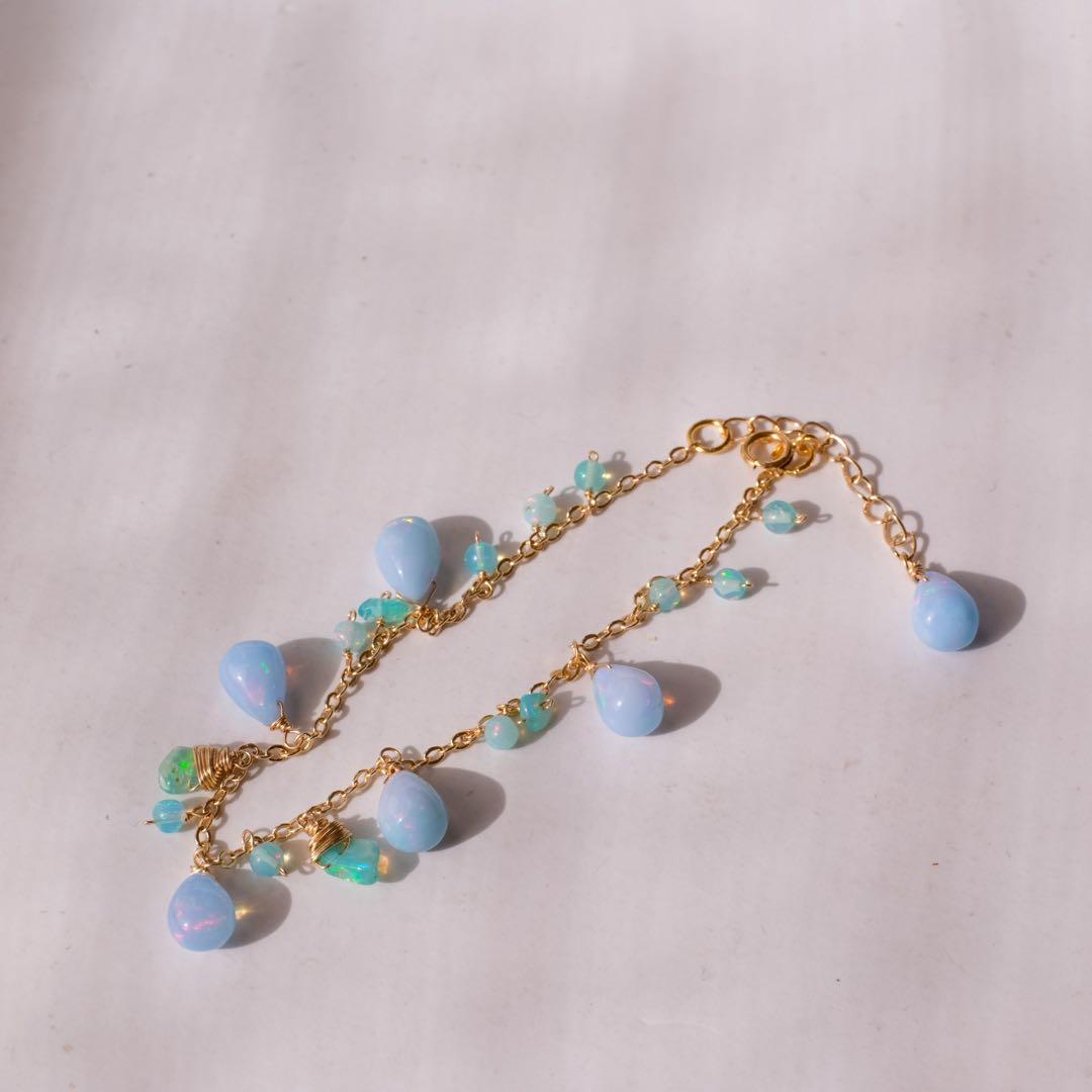 14kgfブルーカラーオパールブレスレット