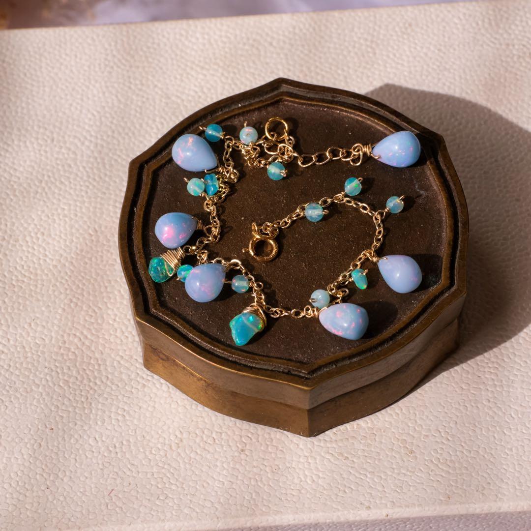 14kgfブルーカラーオパールブレスレット