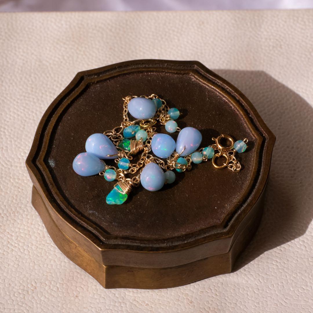 14kgfブルーカラーオパールブレスレット