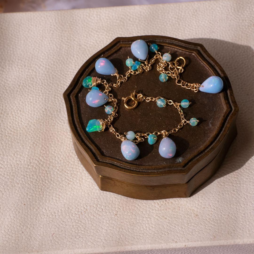 14kgfブルーカラーオパールブレスレット