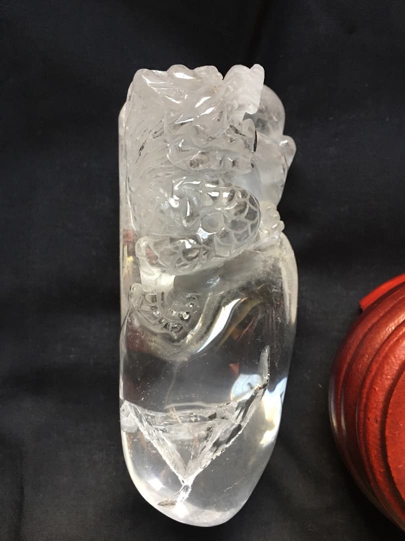 天然石 水晶 龍彫刻