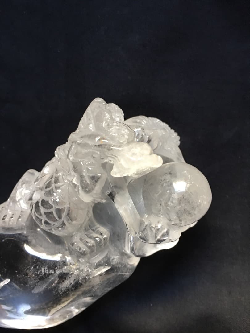 天然石 水晶 龍彫刻