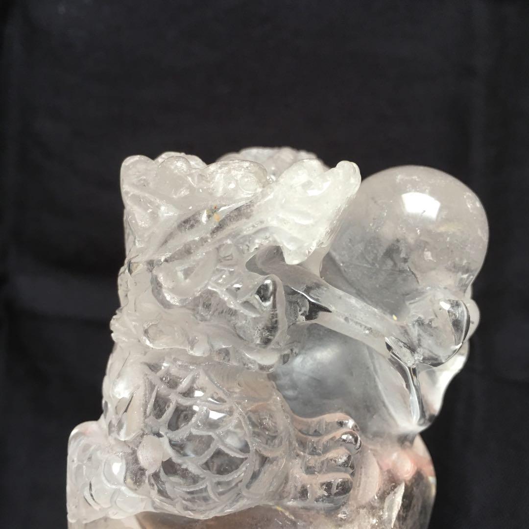 天然石 水晶 龍彫刻