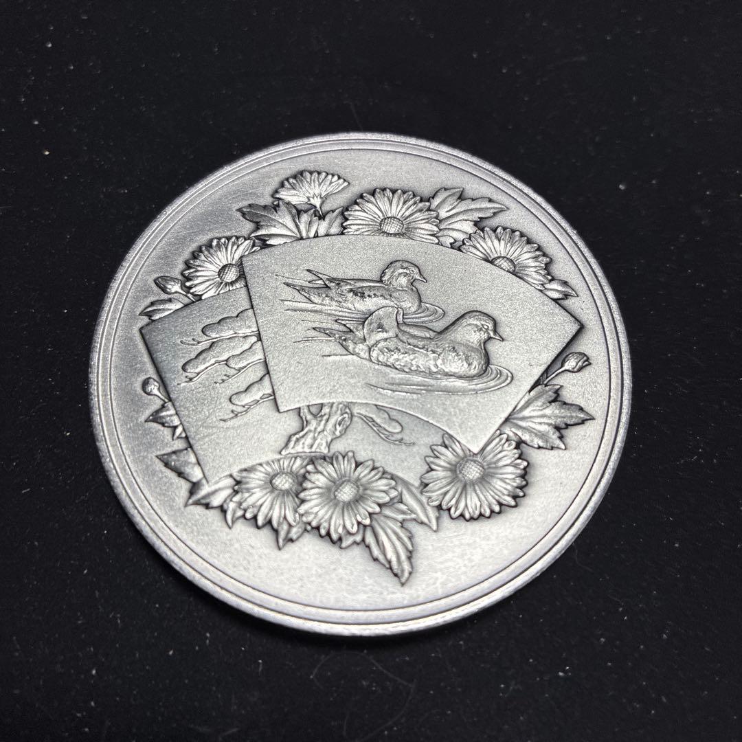 1993年 銀製メダル 鶴と鴨のデザイン　SV1000 123g 造幣局刻印入