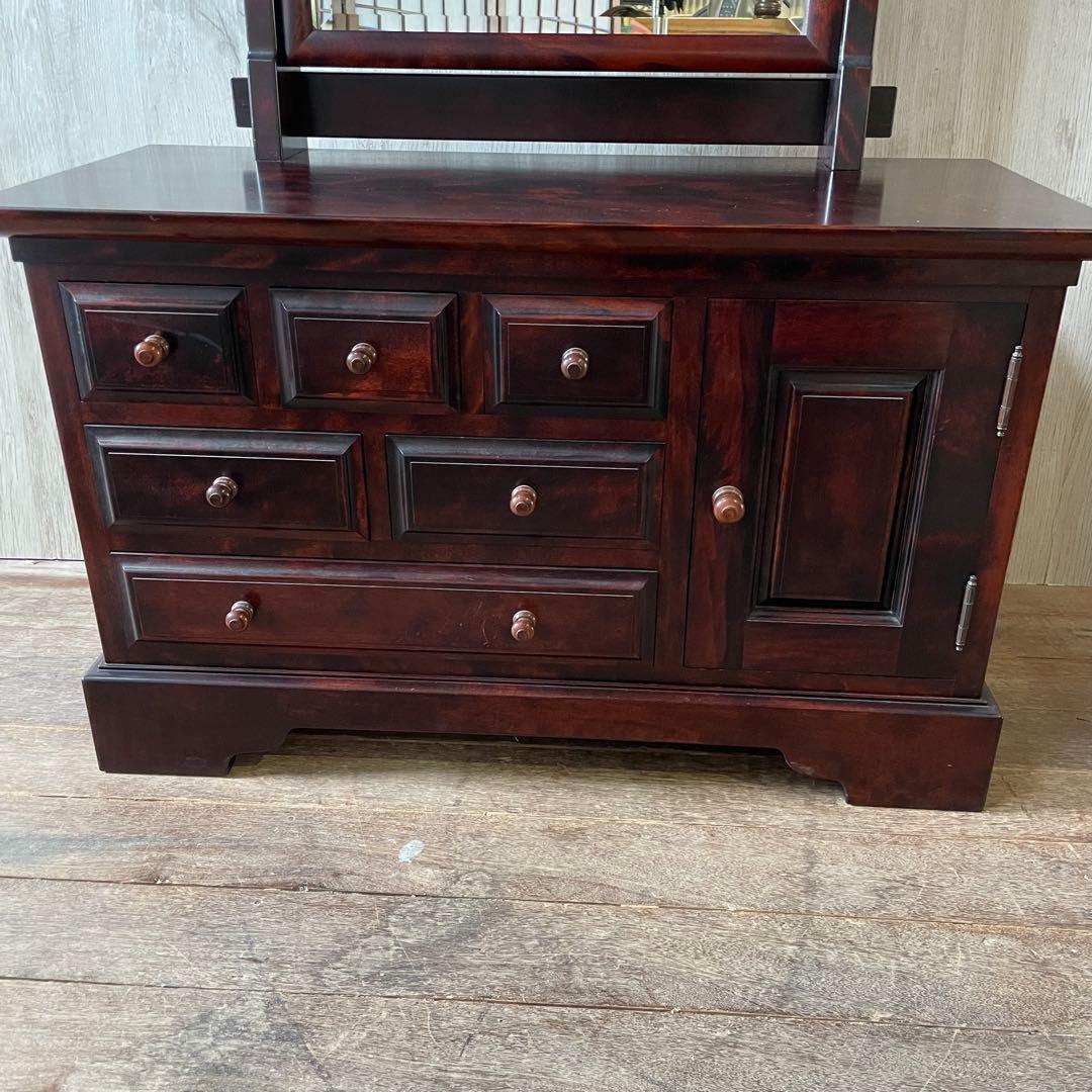 九州民芸家具 ミラードレッサー 化粧台 天然木 桜 アンティーク家具 和家具