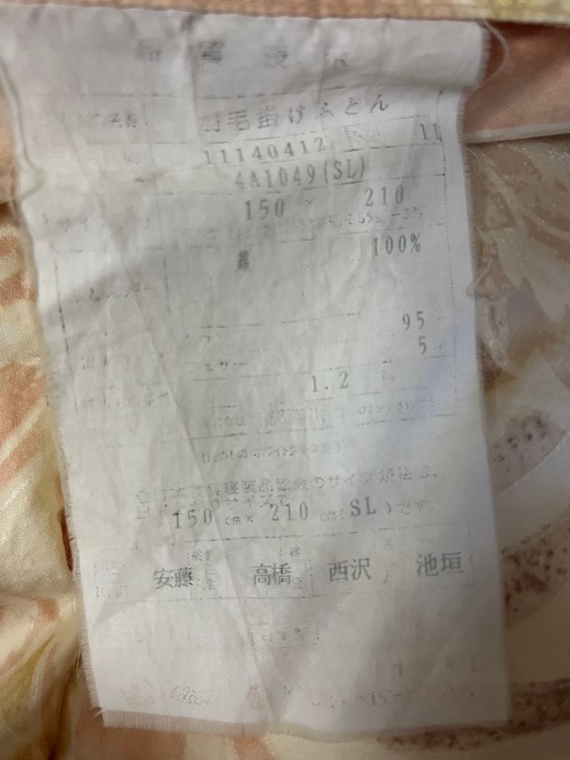 vic0717 京都西川　ローズ羽毛布団 シングルサイズ ピンク系