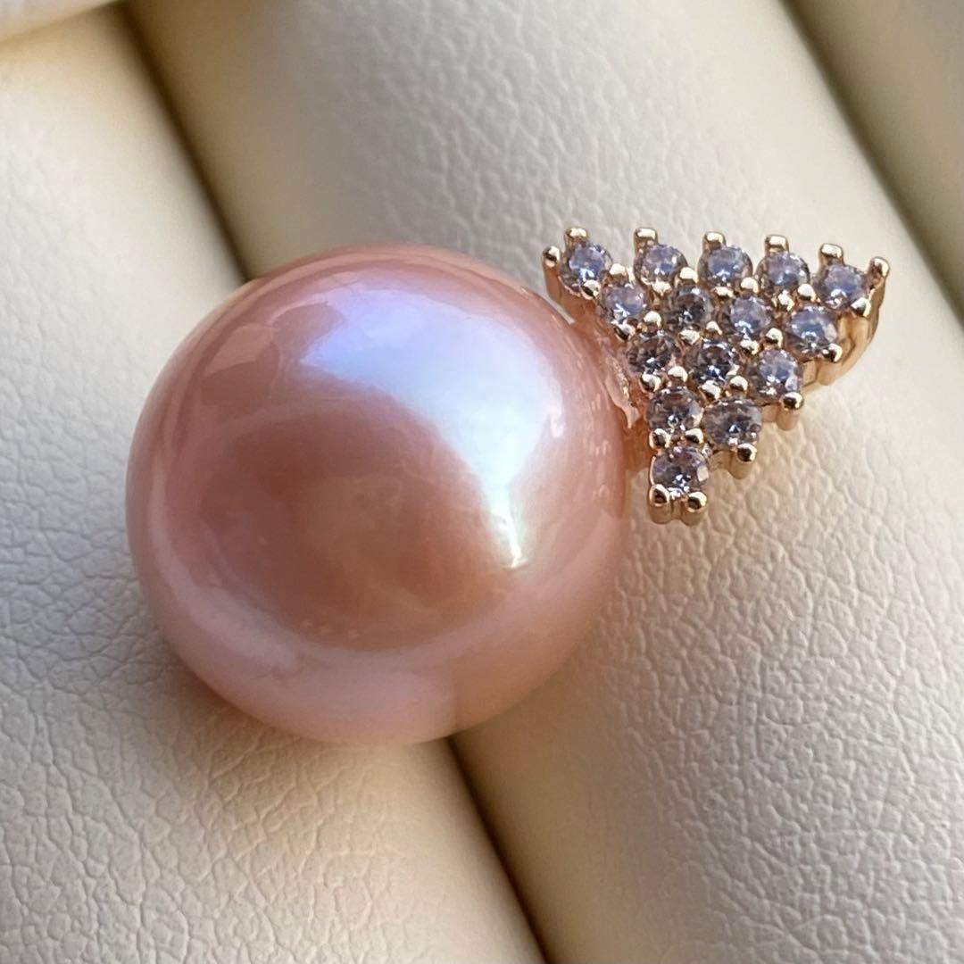 お客淡水エジソンパールネックレス　13.2mmブラウンピンクPT564