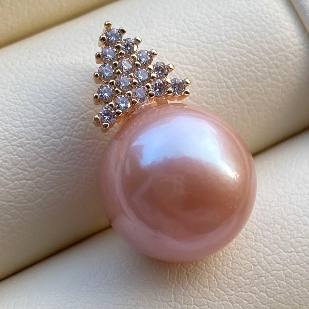 お客淡水エジソンパールネックレス　13.2mmブラウンピンクPT564