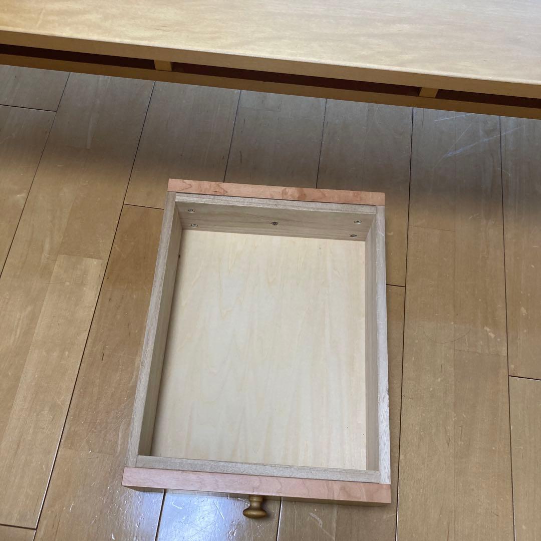 ナチュラルウッド 引き出し付きローテーブル【引き取り可能】