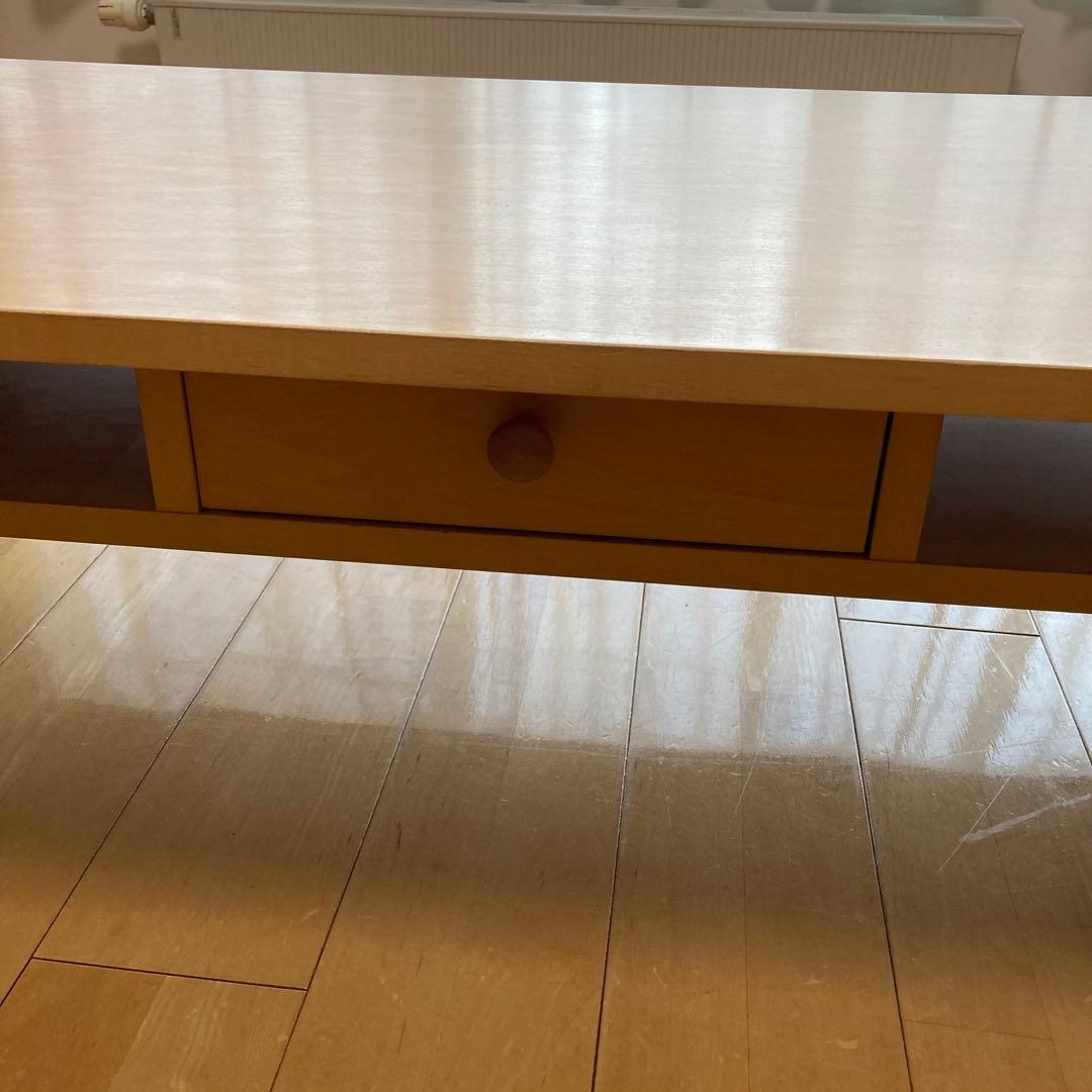 ナチュラルウッド 引き出し付きローテーブル【引き取り可能】