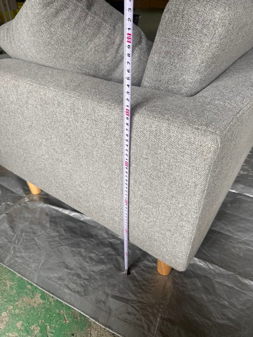 ポケットコイルソファー グレー コンパクト