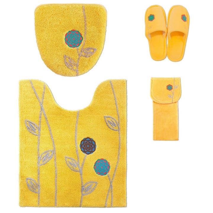 トイレマット 北欧 新品 4点 セット ロング 金運の イエロー 洗浄暖房型