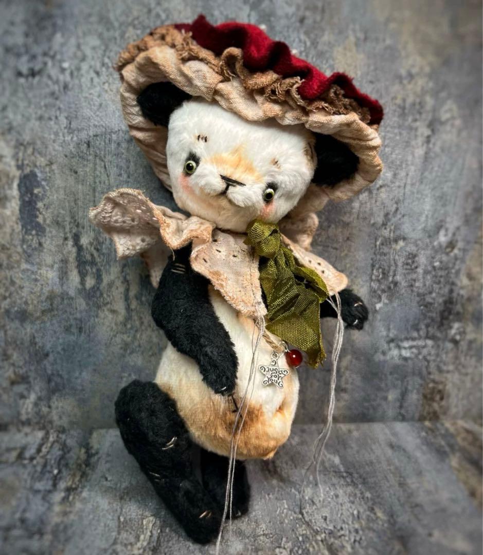 キノコ帽子がお気に入り テディベア くま パンダ 海外作家様 ぬいぐるみ