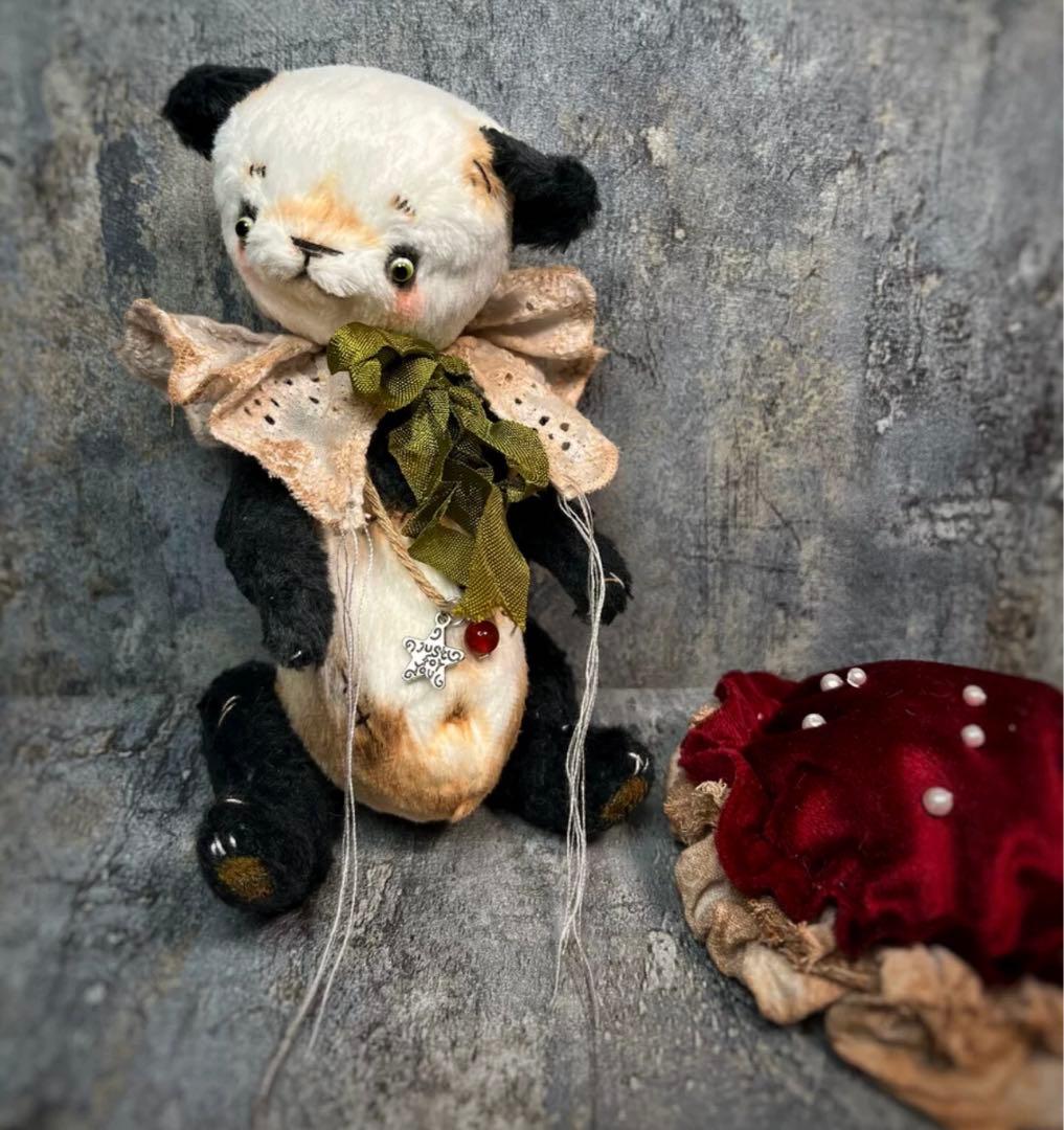 キノコ帽子がお気に入り テディベア くま パンダ 海外作家様 ぬいぐるみ